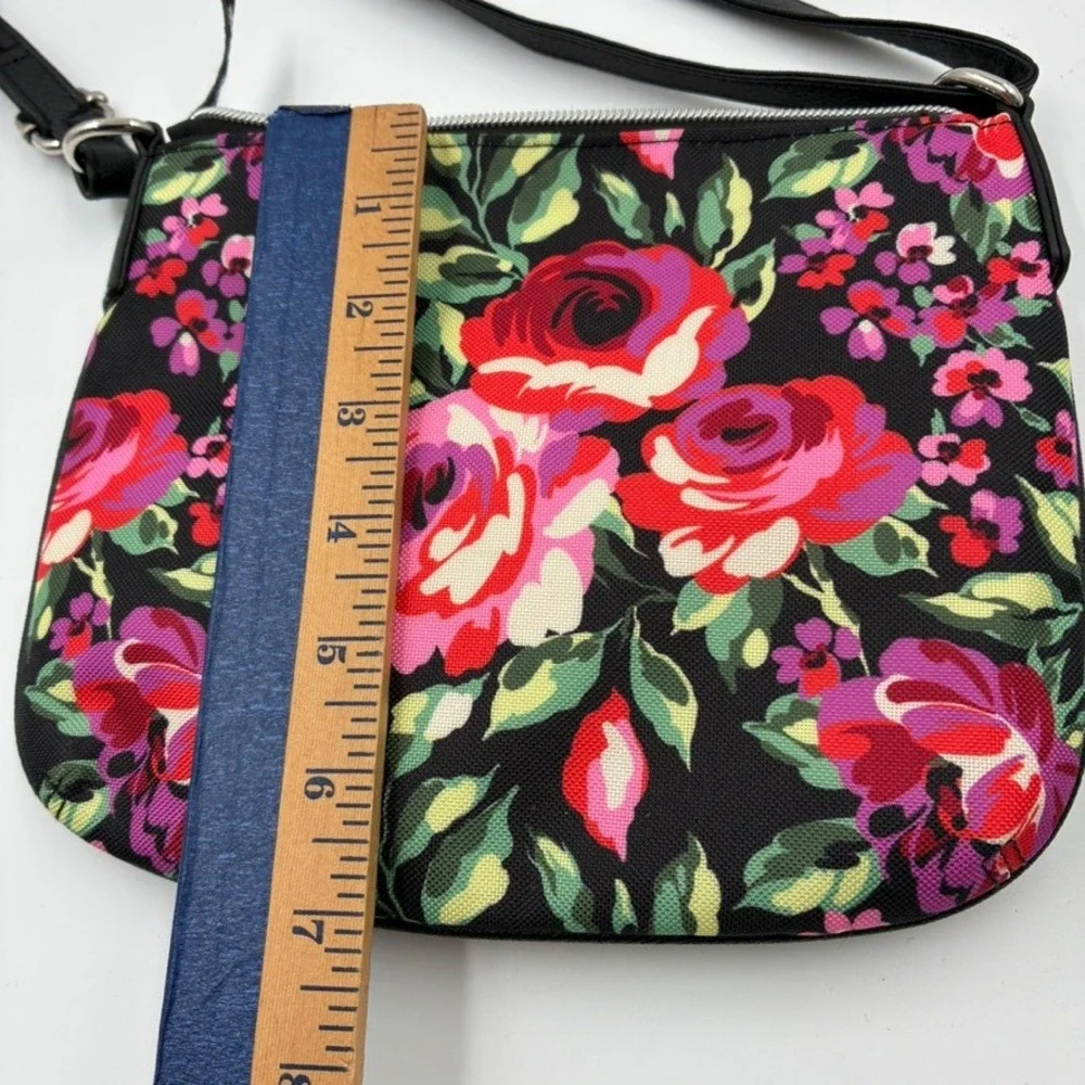 Lily Bloom Floral Crossbody Bag Black Pink Recycled‎ Polyester Small Purse